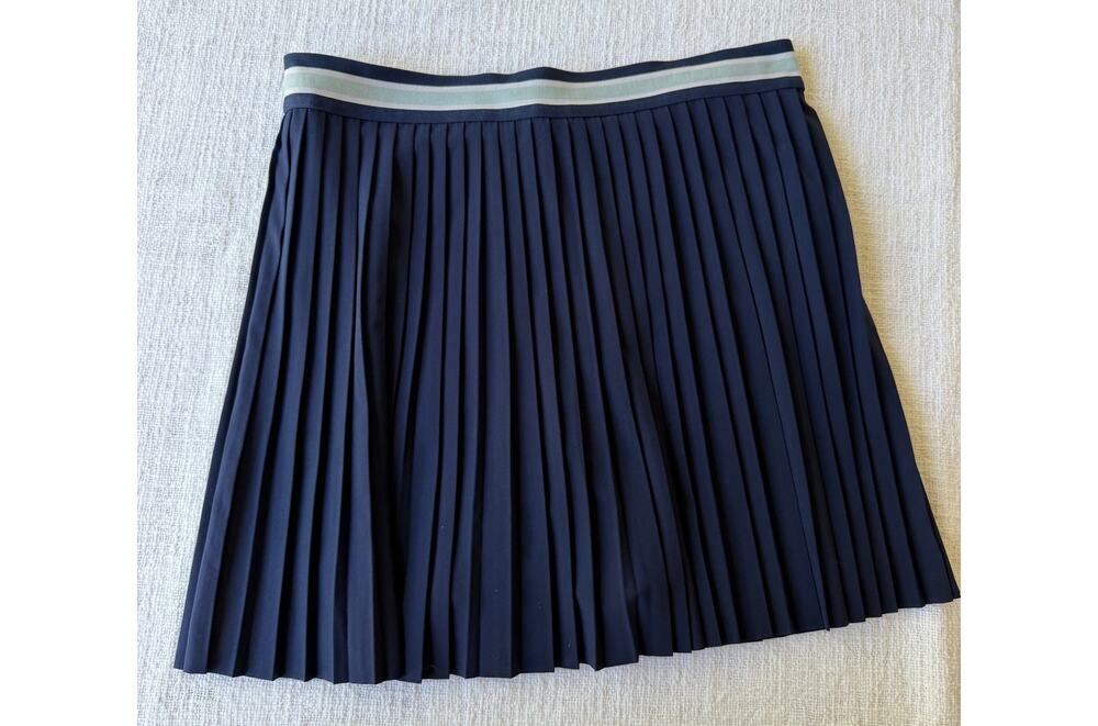 Lou & Grey Pleated Navy Mini Skirt, Medium